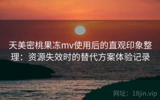 天美密桃果冻mv使用后的直观印象整理：资源失效时的替代方案体验记录