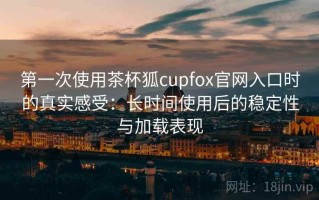 第一次使用茶杯狐cupfox官网入口时的真实感受：长时间使用后的稳定性与加载表现