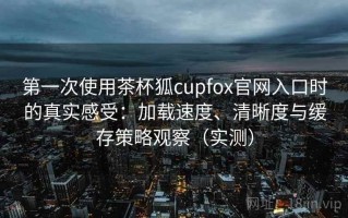 第一次使用茶杯狐cupfox官网入口时的真实感受：加载速度、清晰度与缓存策略观察（实测）