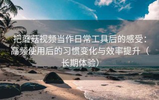 把蘑菇视频当作日常工具后的感受：高频使用后的习惯变化与效率提升（长期体验）